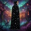 Tie Up Closure Star Moon Cape Soft Fabric Gothic Party Apparel Velvet Hooded Cloak  Fantasy Fans