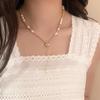 Women's Heart Pearl Bead Drop Chain Choker Necklace