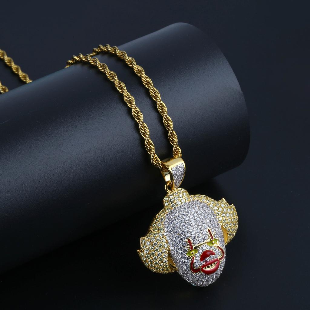 European and American Hip Hop Cosplay 3D Clown Pendant Halloween Gift Packaging Necklace