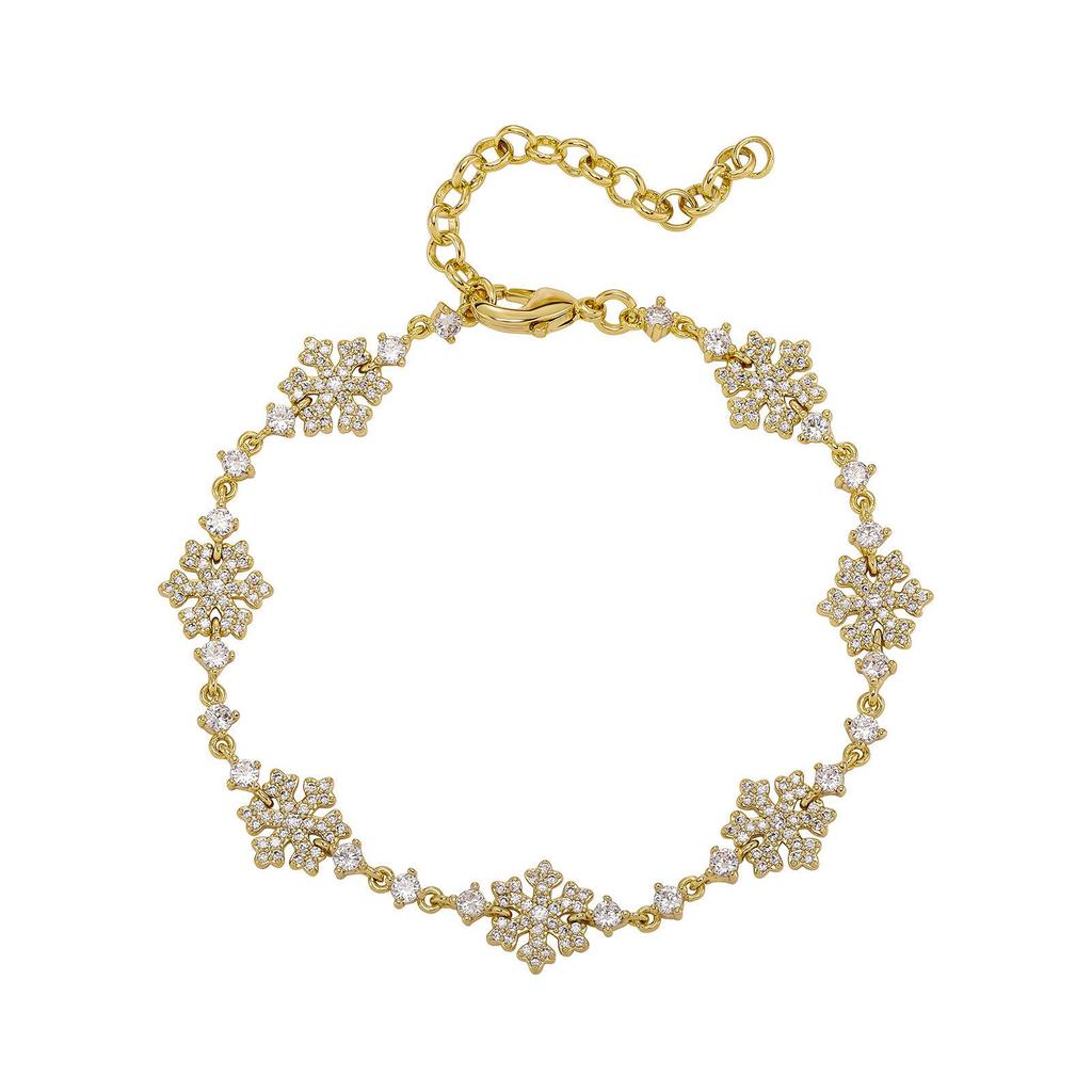 High-End Christmas Snowflake Jewelry Set: Full Diamond Necklace & Clavicle Chain with Niche Design Bracelet for Women