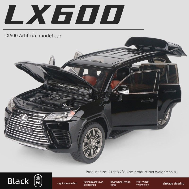 

Lexus Lx600 Alloy Car Model Steering Shock Absorber Off-Road Vehicle Boy Toy Artificial Car Model Ornaments Off-Road Vehicle Black 1/24 Lexus LX600