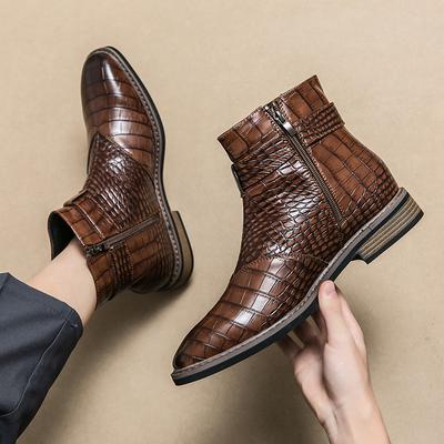 FashionPointed Toe Mens Boots Fashion Adulto Shoes Male Leather Chelsea Shoes Business Formal Shoes Classic Casual Leather Boot Mens