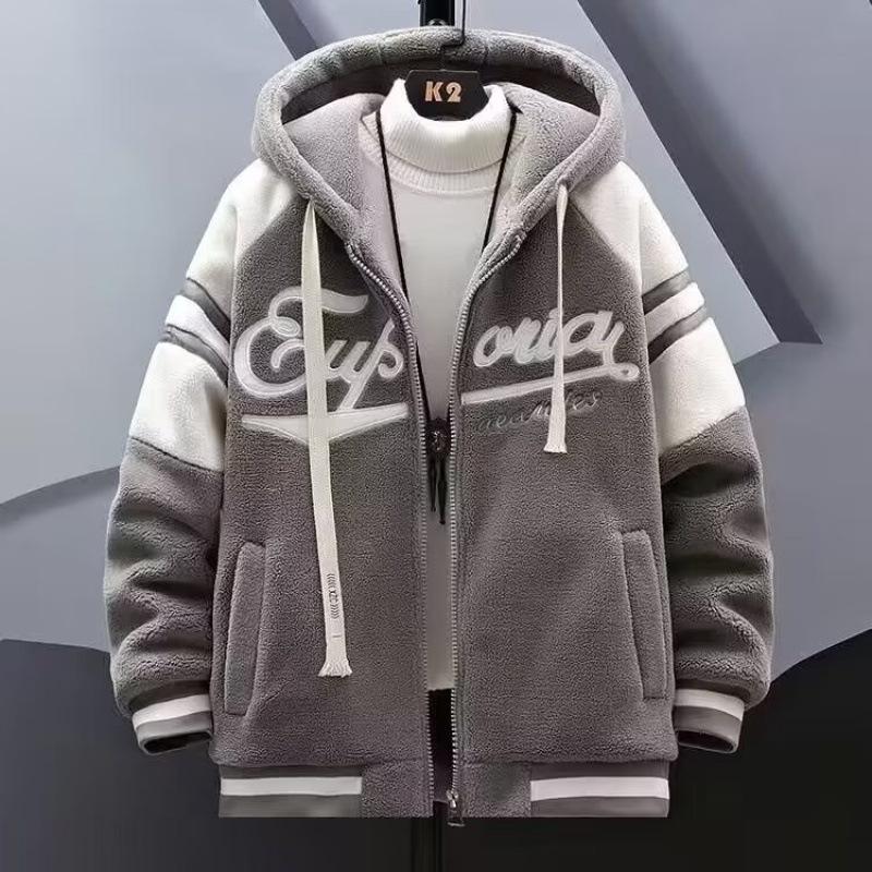 

Осенне-зимняя мода пальто из овечьего кашемира мужская повседневная свободная удобная толстая теплая куртка большого размера L серый