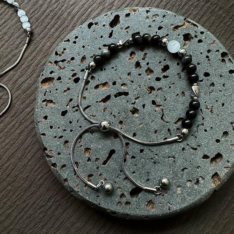 Cat Eye Silver Obsidian Adjustable Bracelet For Men Women Trendy Jewelry Gift