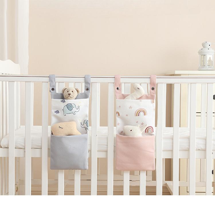 Babybett-Organizer, Bett-Aufbewahrungstasche zum Aufhängen, Windel-Organizer, Kinderspielzeug-Tasche, Babybett-Tasche, Neugeborenenbett-Nachttisch-Organizer