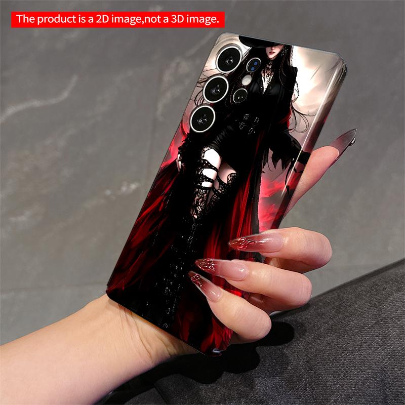 2DFlat Samsung phone case Black Witch with Crimson Cape Applicable to Galaxy S22 S23 S24 S25ULTRA S26 A12 A13 A14 A15 A16