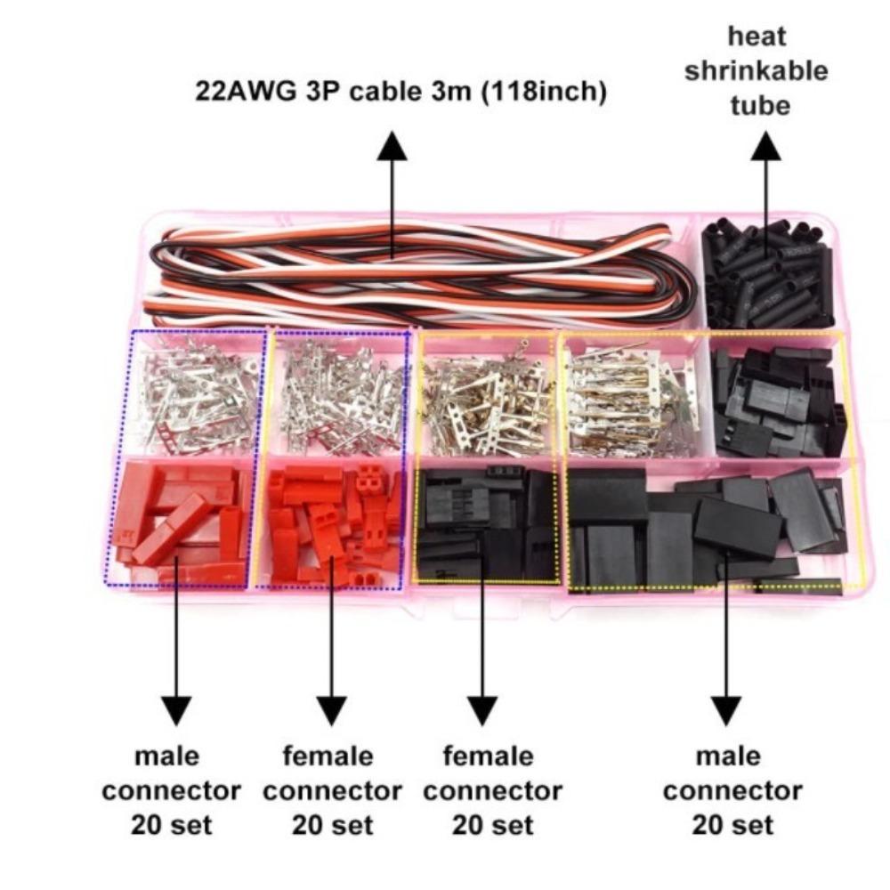 

40 Sets Crimp Pin Servo Plug Connector Kit Male Female Crimp Pin Cable Kit RC Robot