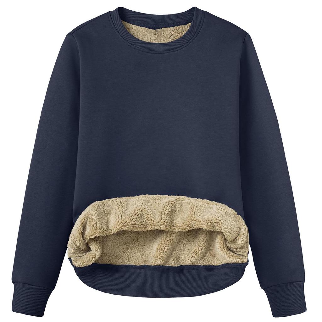 2023 Autumn/Winter Women’s Minimalist Solid Color Long-Sleeve Pullover Sweatshirt