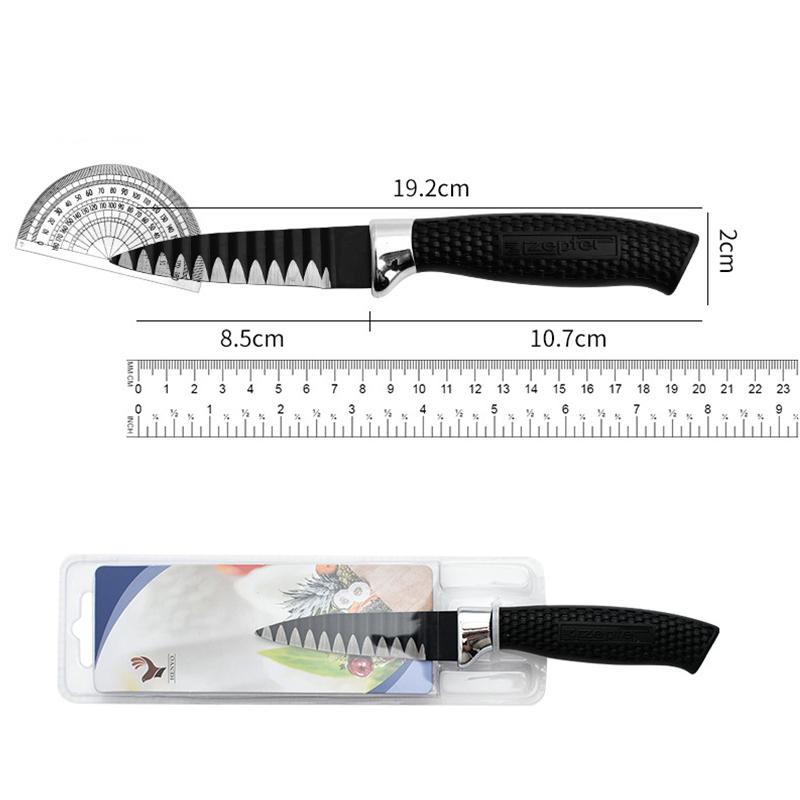 Couteau à fruits en acier inoxydable, motif ondulé noir, cadeau de cuisine, couteau à fruits