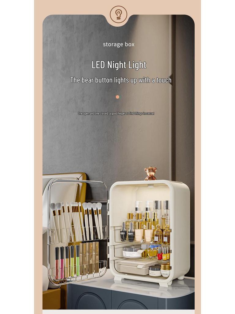 Elegant Acrylic Cosmetic Storage Box - Dustproof, Large Capacity for Lipstick & Skincare on Dressing Table.