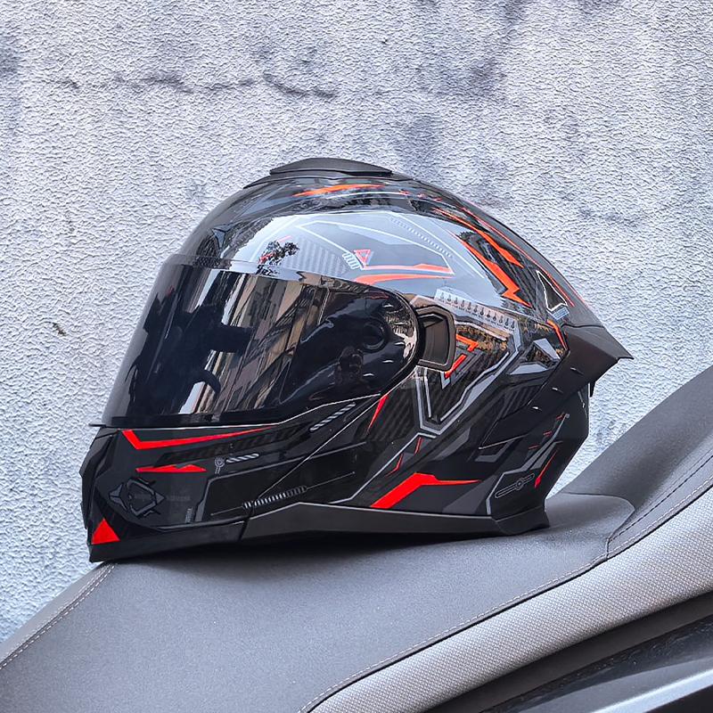 LVS motorcycle off-road helmet racing double lens flip open helmet DOT