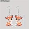 Christmas Gift Acrylic Women Fashionable Drop Earrings, Cute Deer Shape Design Earrings Jewelry for Women's Daily Wear and Holiday Party Wear