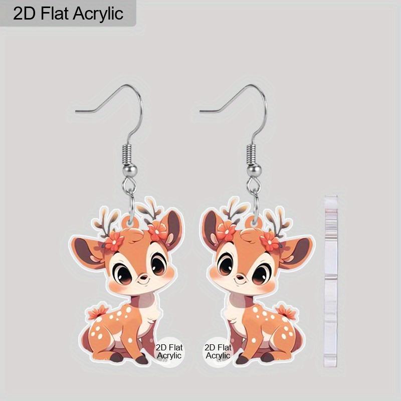 Christmas Gift Acrylic Women Fashionable Drop Earrings, Cute Deer Shape Design Earrings Jewelry for Women's Daily Wear and Holiday Party Wear