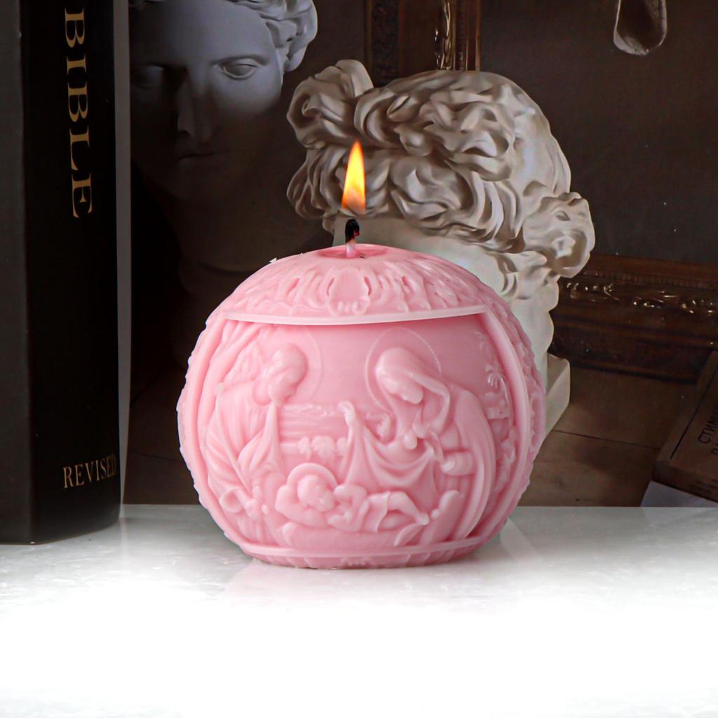 DIY 2D/3D Jesus Family Round Ball Candle Silicone Mold Jesus Maria Family Resin Mold Jesus Statue Round Ball Gypsum Mold