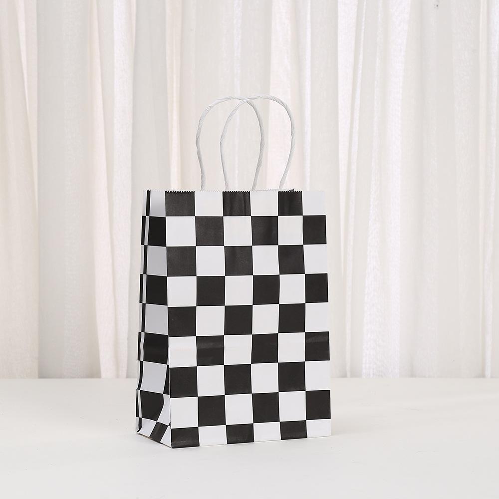 

StoBag, Red Black Checkerboard Paper Gift Bags with Handles for Snacks, Candy, Small Gifts, Birthday Racing Party Favor 30pcs&15x8x21cm