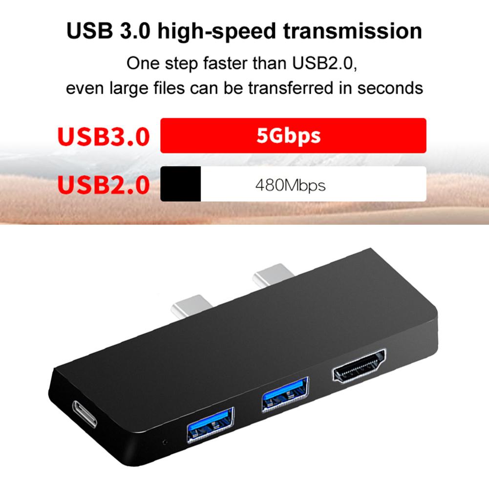 Docking Station Laptop PD Charger Type-C USB C Adapter Portable HUB Dock Station Splitter High Speed for Microsoft Surface Pro 8