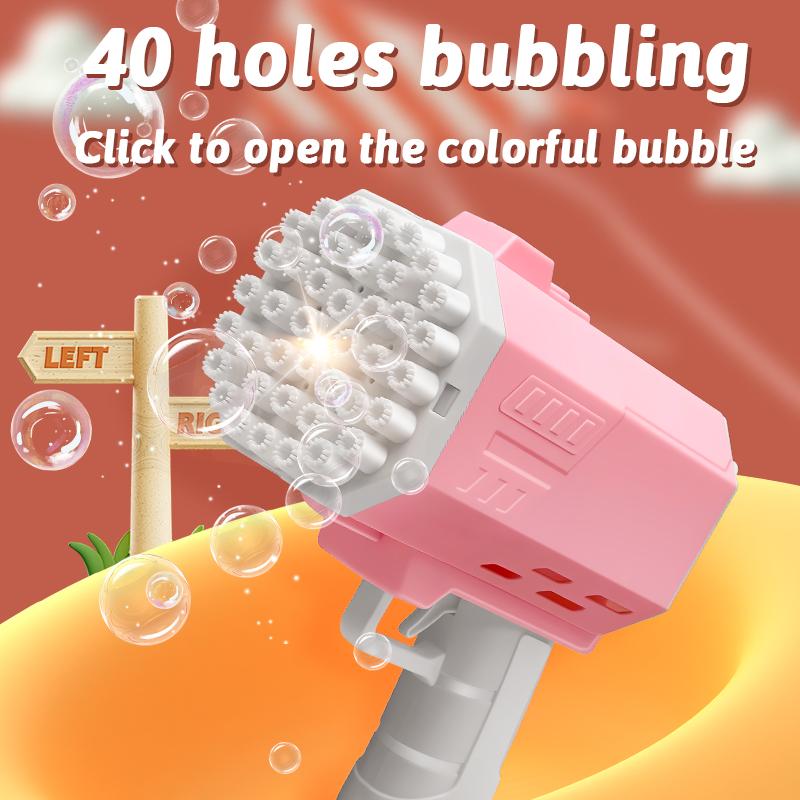 40 Hole Bubble Machine Handheld Porous Bubble Gun Birthday Wedding Ball Outdoor Toy [without Battery, Without Bubble Water]