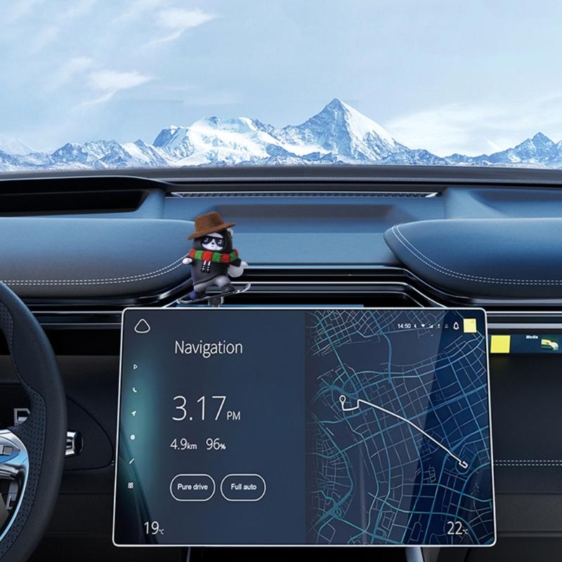 Car Skateboard Bear Ornaments Center Consoles Screen Pendants Decorations with Slide Rail Dashboard Decorations