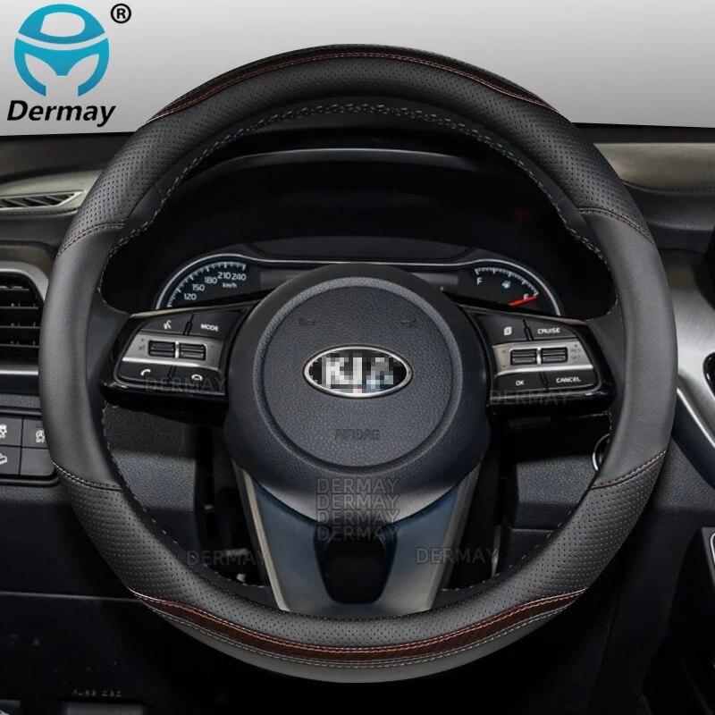 Für Kia Picanto Morning Picanto GT-Line X-Line Auto Lenkradbezug Mikrofaserleder + Kohlefaser Autozubehör