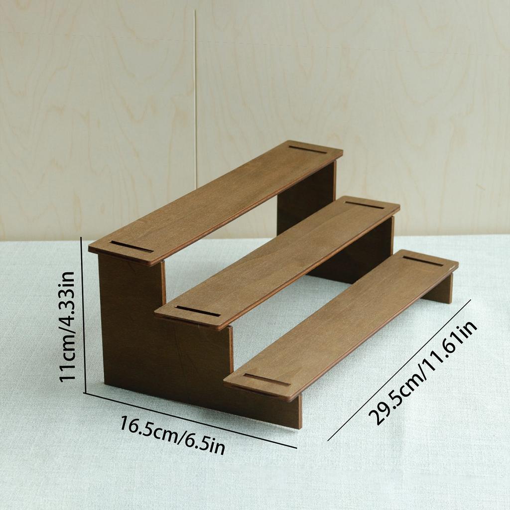 Wood Step Display Stand Hair Clip Bracelet Watche Storage Rack Figure Doll Jewelry Showcase Earrings Rings
