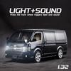 1/32 Toyota Hiace MPV Zinc Alloy Car Model Toys Diecast Van Simulated Business Vehicles Light Sound Toys For Boys Birthday Gifts