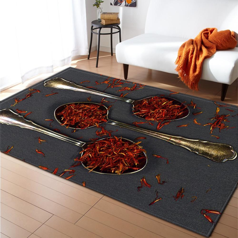 Kitchen Condiments 3D Carpet for Boys Girls Bedroom Seasoning Living Room Area Rug Absorbent Kitchen Rugs Anti-Slip Bathroom Mat