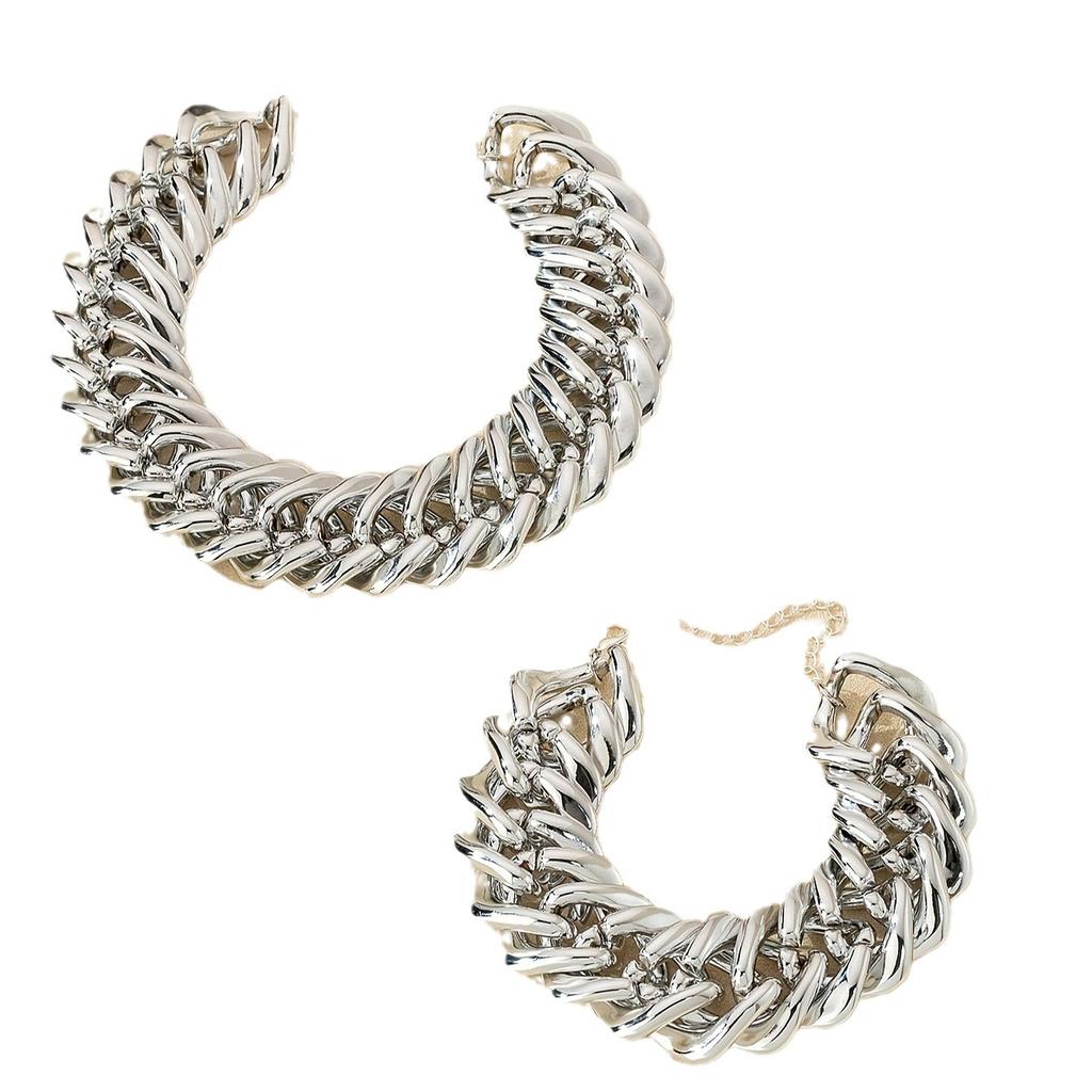 Halskette Armband Schlichte Silber Metallkette Übertriebene Persönlichkeit Schlüsselbeinkette Nischen-High-End-Artikel Schmuck Damenmodelle