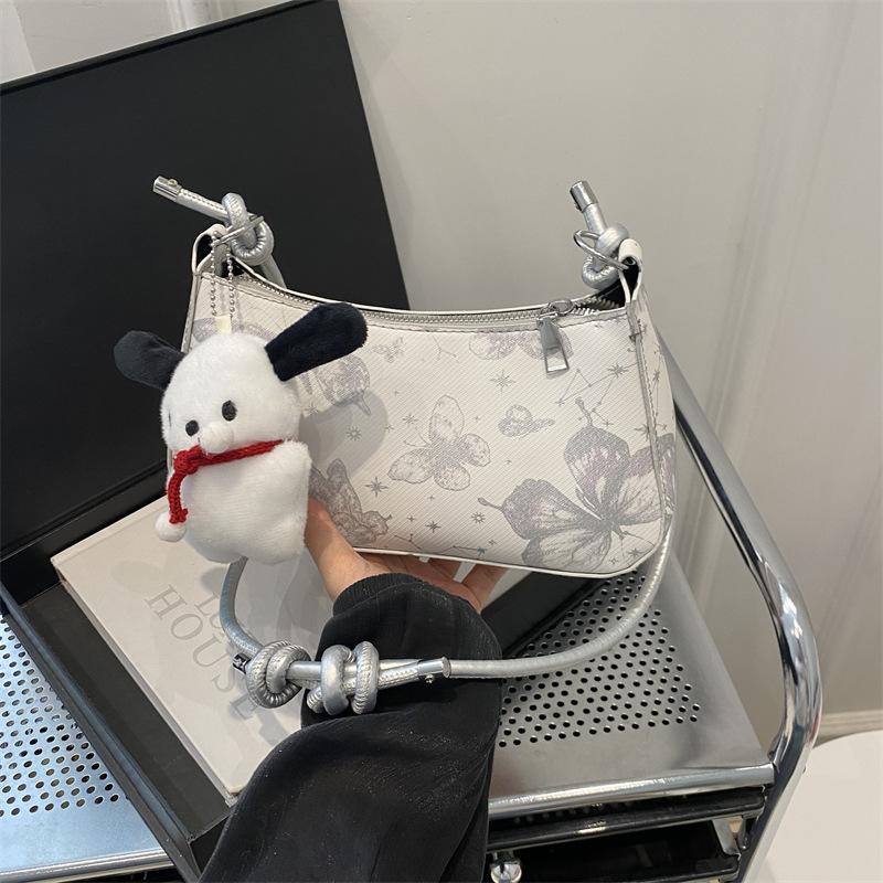 

Маленькая и свежая простая сумка подмышкой для женщин на лето, новая модная сумка-пельмень с принтом бабочек, сумка через плечо на одно плечо, модная no pendant