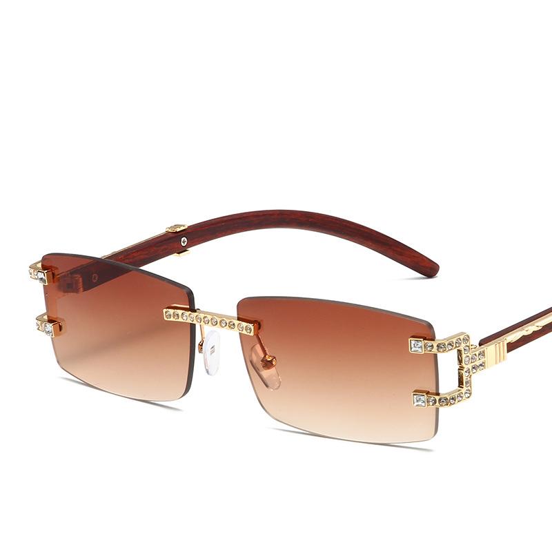 Rimless Diamond Square Sunglasses Women Men Luxury Designer Sun Glasses Vintage Small Frame Punk Shades UV400