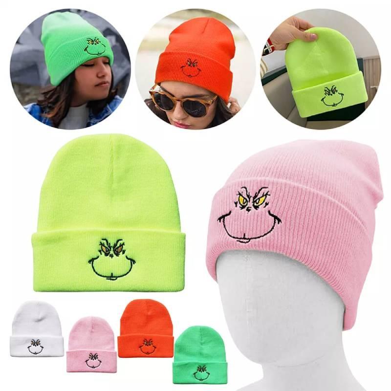 Stylish Cartoon Expression Embroidered Pullover Hat For Cold Weather Protection