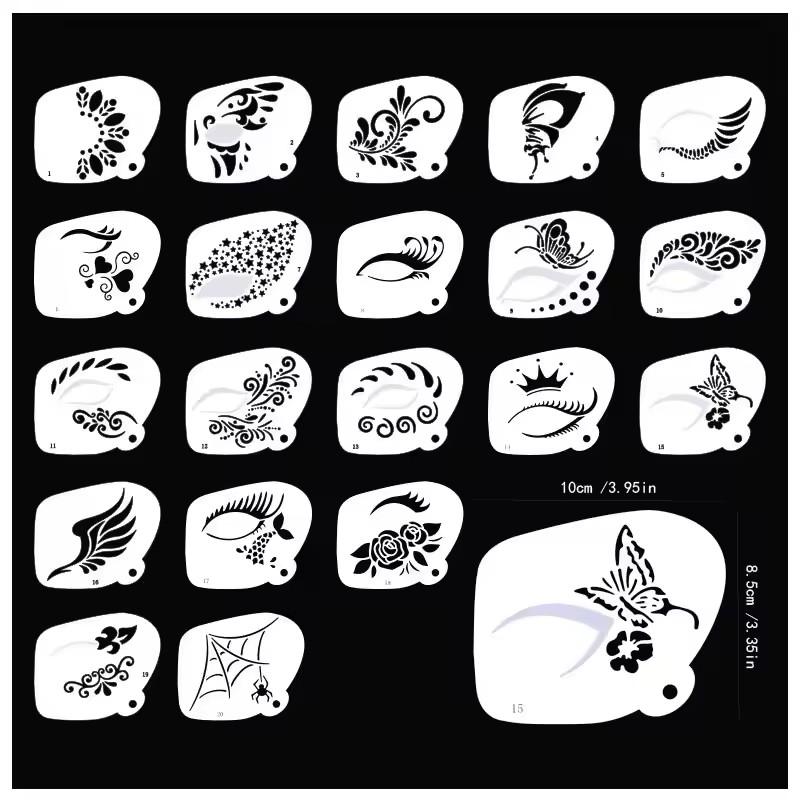Reusable Face Paint Templates Multiple Pattern Hollowed Body Art Paint Stencils Easy Use Hand Painting DIY Makeup Tools Adults