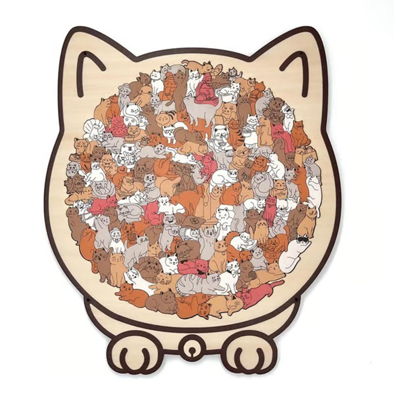 135 Pieces Long Lasting Animal Shaped Colorful Cat Puzzle,Wooden Cat Puzzle,Jigsaw Puzzle For Home Decor, Fun Educational Toys