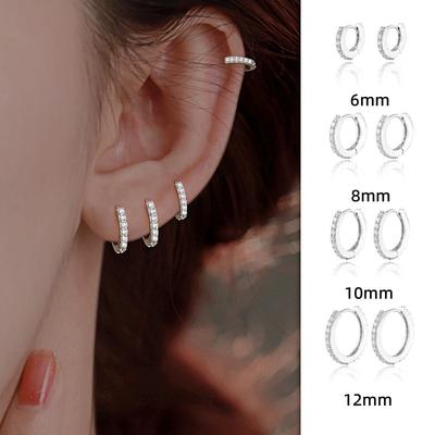 Brincos Argola de Prata 925 com Cristais Strass para Mulheres Meninas Mais Recentes Luxuosos Românticos Joias da Moda Presentes