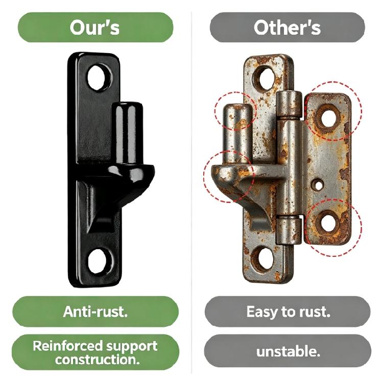 Two Piece Fence Gate Mount Set Black Hardware with Drilled Plates and Screws for Property Fence Repair, Garden Gate Use, and Yard Care