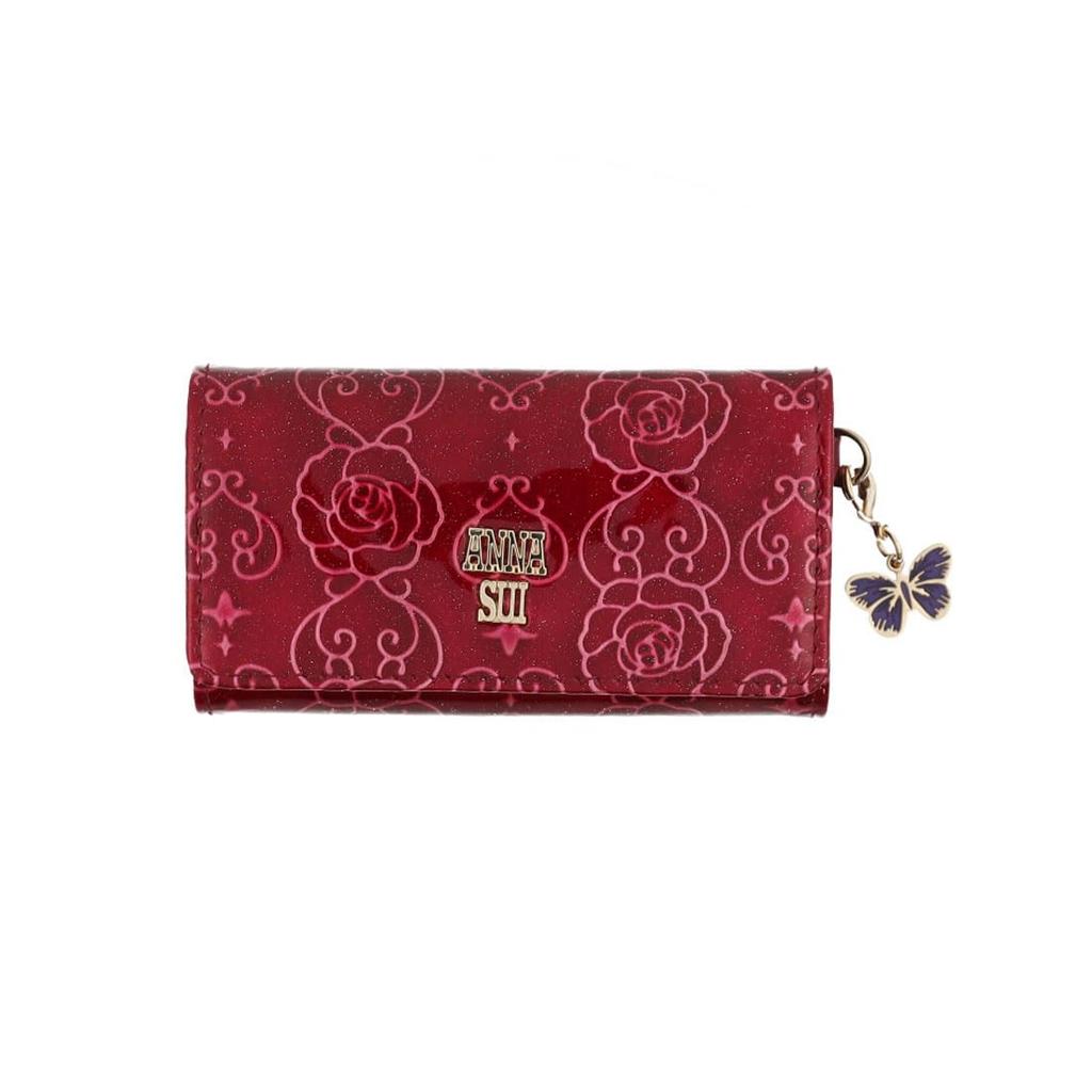 ANNA SUI Rose Heart Key Case for Women Compatible with Car Smart 317984 Wine - Cute, Compact, Keys,