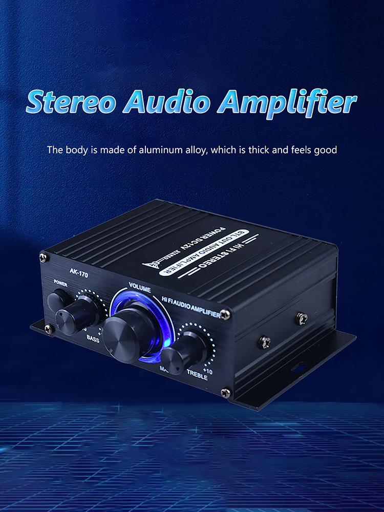 Pro HiFi Stereo Audio Power Amplifier Aluminum Alloy 200W+200W Left Right Dual Channel Power Amplifier