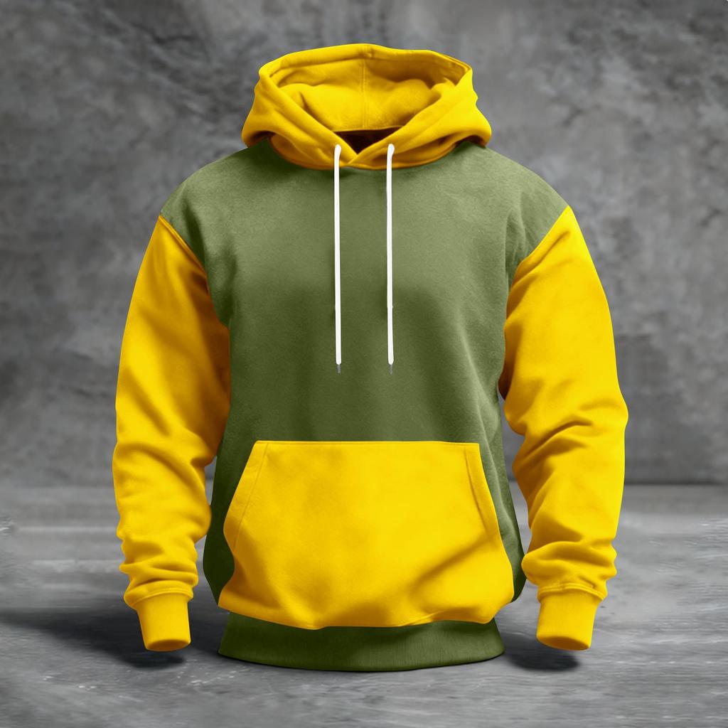 Men's Color Blocked Hooded Sweatshirt With Pockets Casual And Comfortable