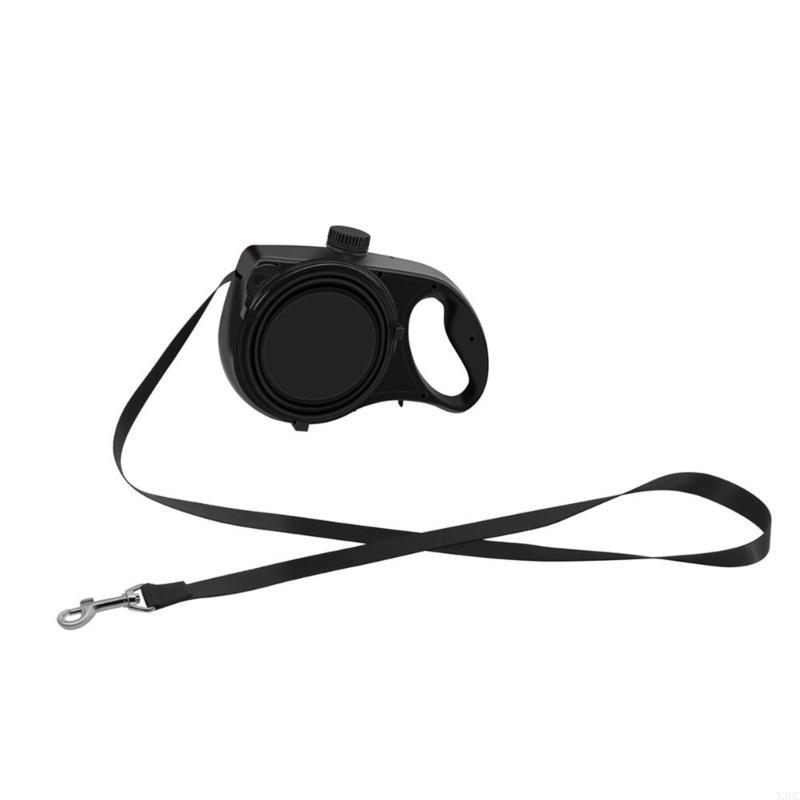 

4FT 3-in-1 Dog Leash Bowl Collapsible Container Dogs Walking Supplies X3UC чорний