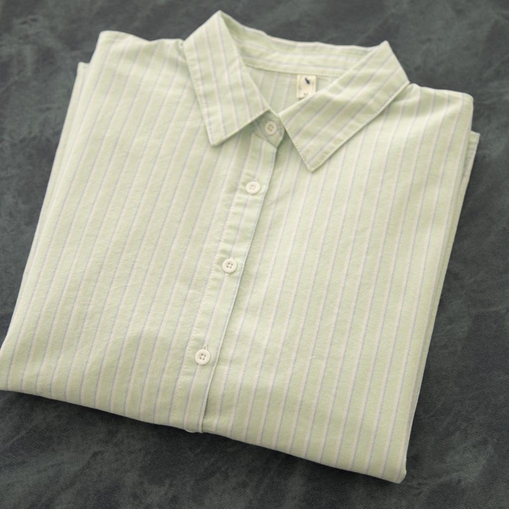 Korean-Japanese Style Striped Oxford Shirt for Women