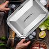 2026 Best!! Rectangle Tray Covers Stainless Steel Baking Pan Cover For Home Gatherings Picnics Outdoor BBQ Silver 34.50X24.50X5.00CM Freshness Mainten