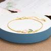 Neues Mode Elegantes Tulpen Rosen Armband Für Frauen Vintage Buntes Blume Gold Farbe Metall Kette Armbänder Ästhetischer Schmuck