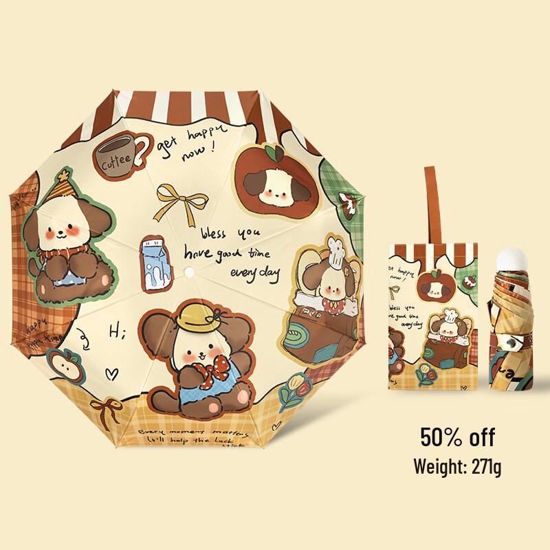 

Lilang Vintage Puppy Five-Fold Umbrella