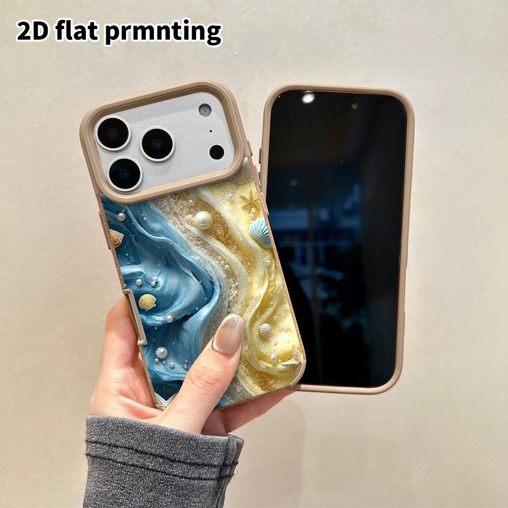 Phone Case: 2D Flat Lambskin Suitable for iPhone 18, 17, 16, 15, 14, 13 Pro Protective Cases, Ocean Shell, Christmas and Halloween Gifts