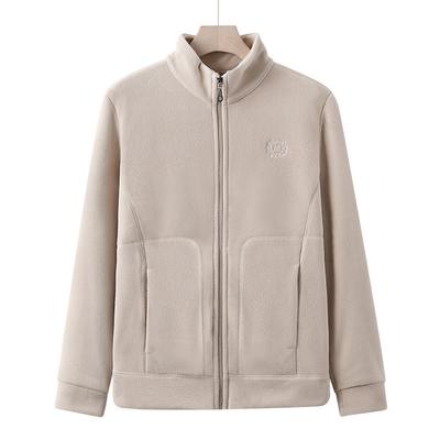 Autumn and Winter Polar Fleece Jacket Women's Thickened Warm Fleece Top Stand-up Collar Cardigan