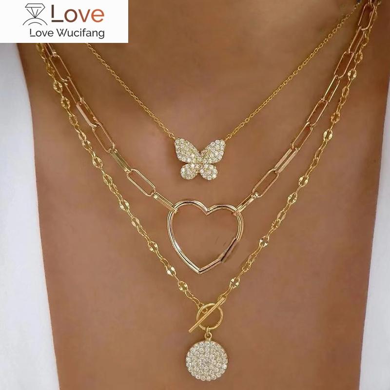 

Богемия многослойный кристалл подвеска-бабочка ожерелья для женщин полое сердце колье ожерелье модные украшения подарок на вечеринку N0321