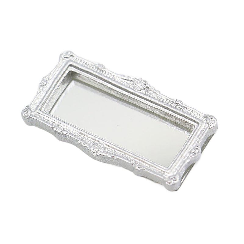 

1:12 Миниатюрное зеркало для кукольного домика, винтажное квадратное резное зеркало, мебель, декоративная игрушка серебряный