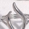 Middle Finger Ring Opening Adjustable Fit Women Ring Stainless Steel Texture Curved Geometric Shape Finger Band Jewelry Gift