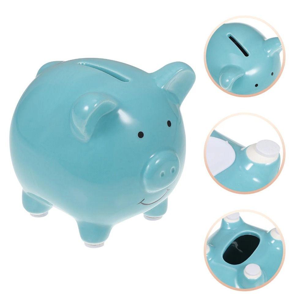 

Mini Ceramic Piggy Bank Cartoon Savings Tank Unique Money Saving Box New Year синій