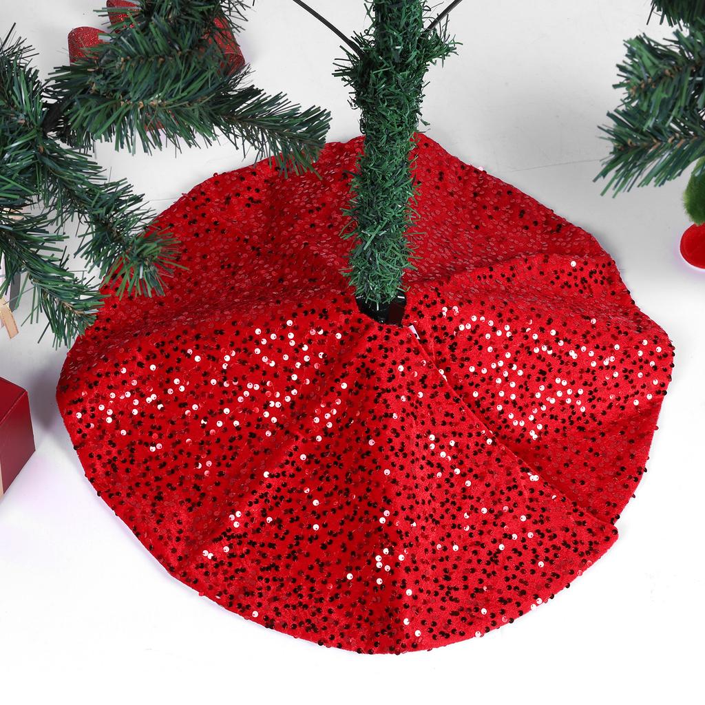 Christmas Tree Skirt W/ Small Sequin Mini Xmas Tree Skirts Small Tree Skirt for Home Party Holiday Indoor Outdoor Decorations