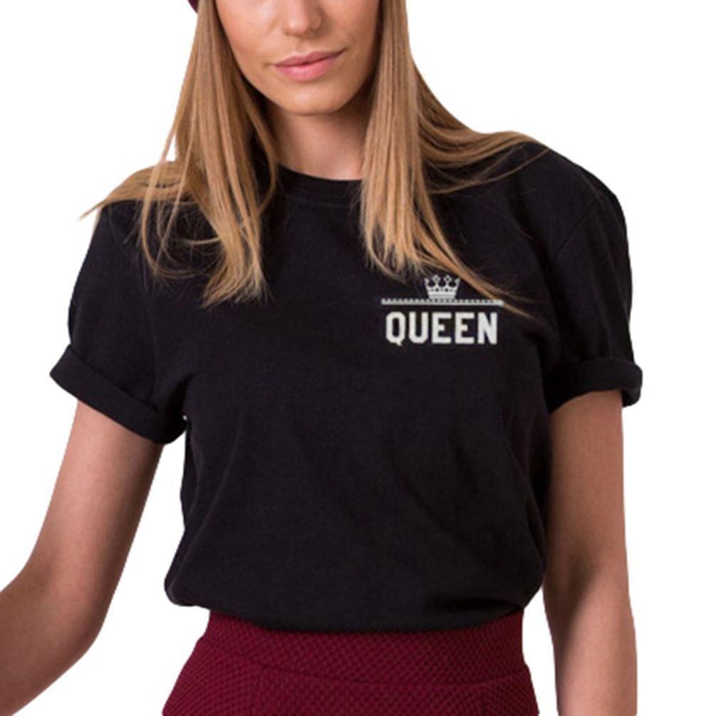Stylisches T-Shirt mit Nummern-Kronen-Print für Damen und Herren, perfekt für legere Sommerkleidung